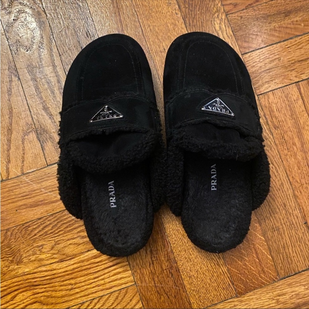 Prada fur slippers